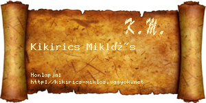 Kikirics Miklós névjegykártya